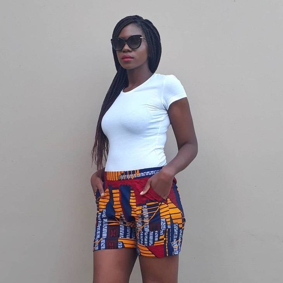 Beautiful Colorful African 2Pc Outfit Sleeveless Crop Top & Short W/ Pockets Set - Picture 6 of 12